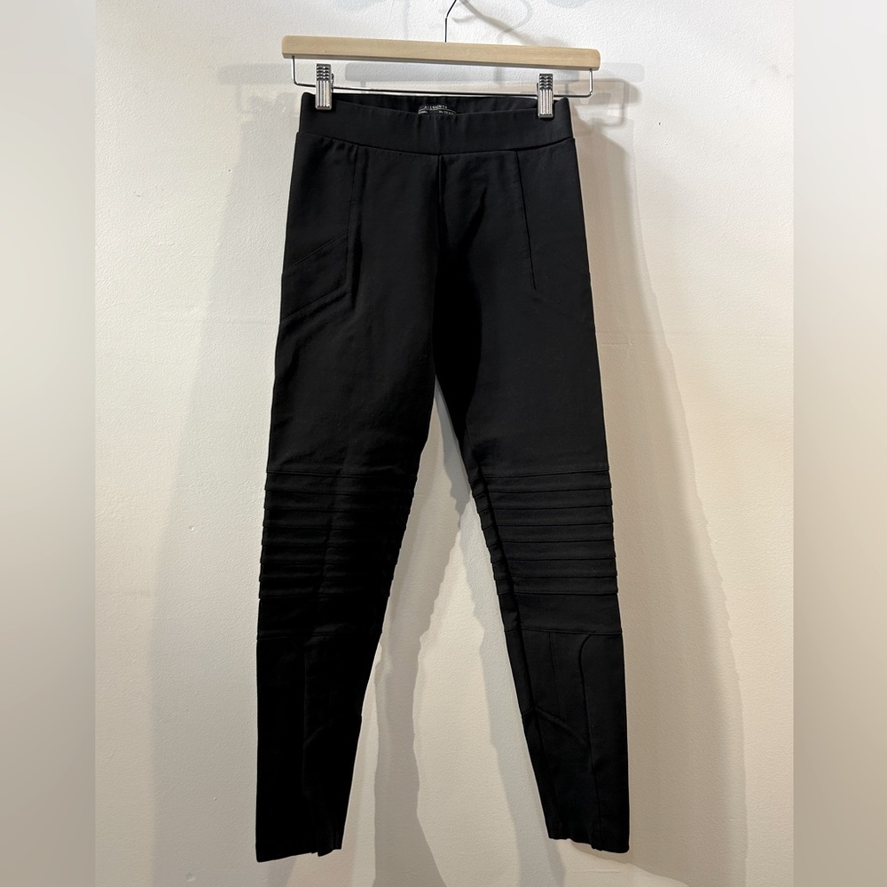 All Saints Ridley Moto Rider Pull On black Leggings Size 4